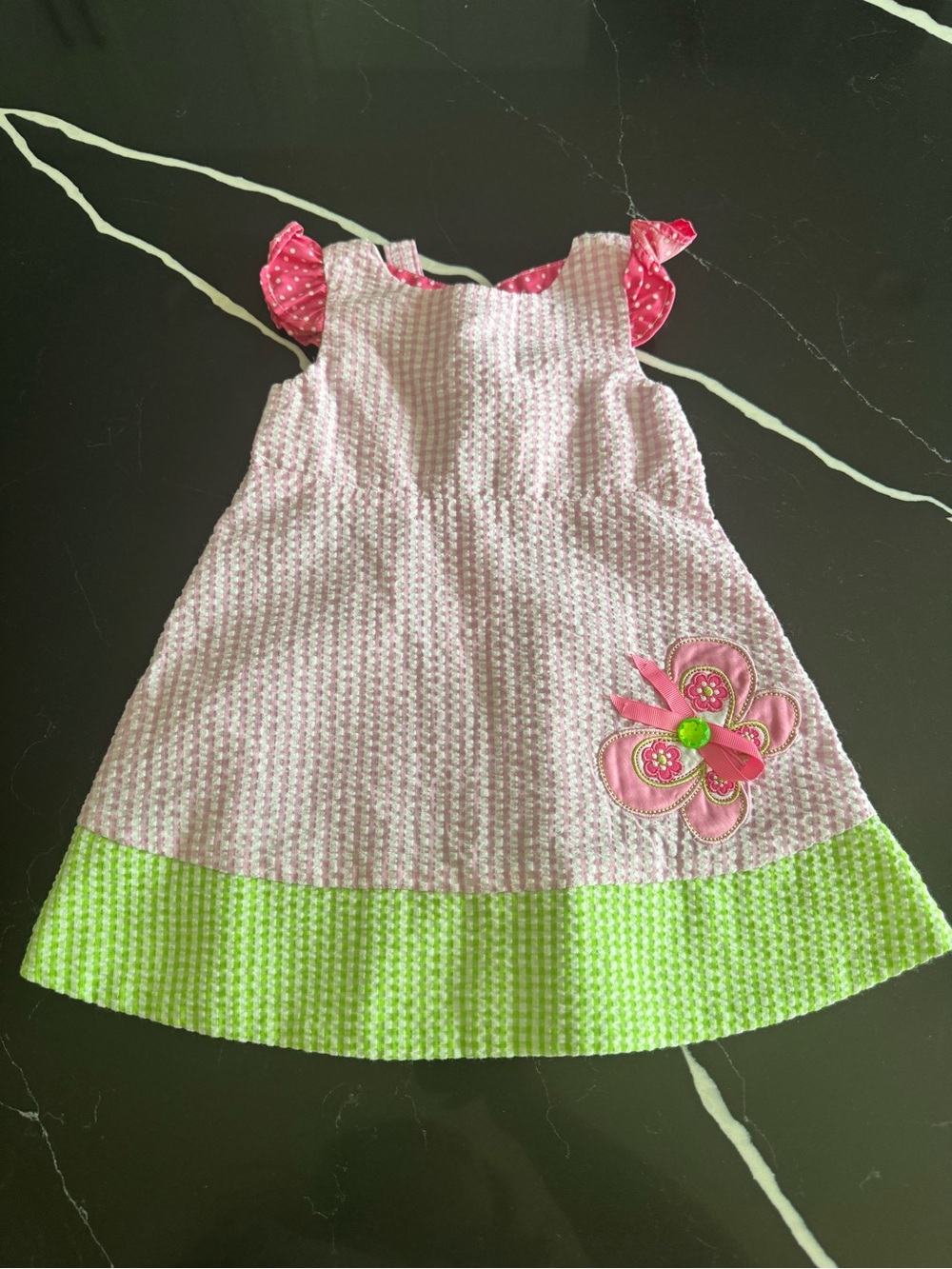 Girls Pink‎ & Green Butterfly Summer Dress